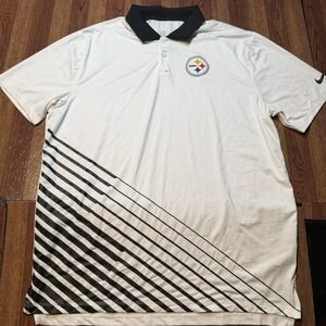 Nike NFL White Pittsburgh Steelers Dri-Fit Tech Sportswear Polo Shirt Large